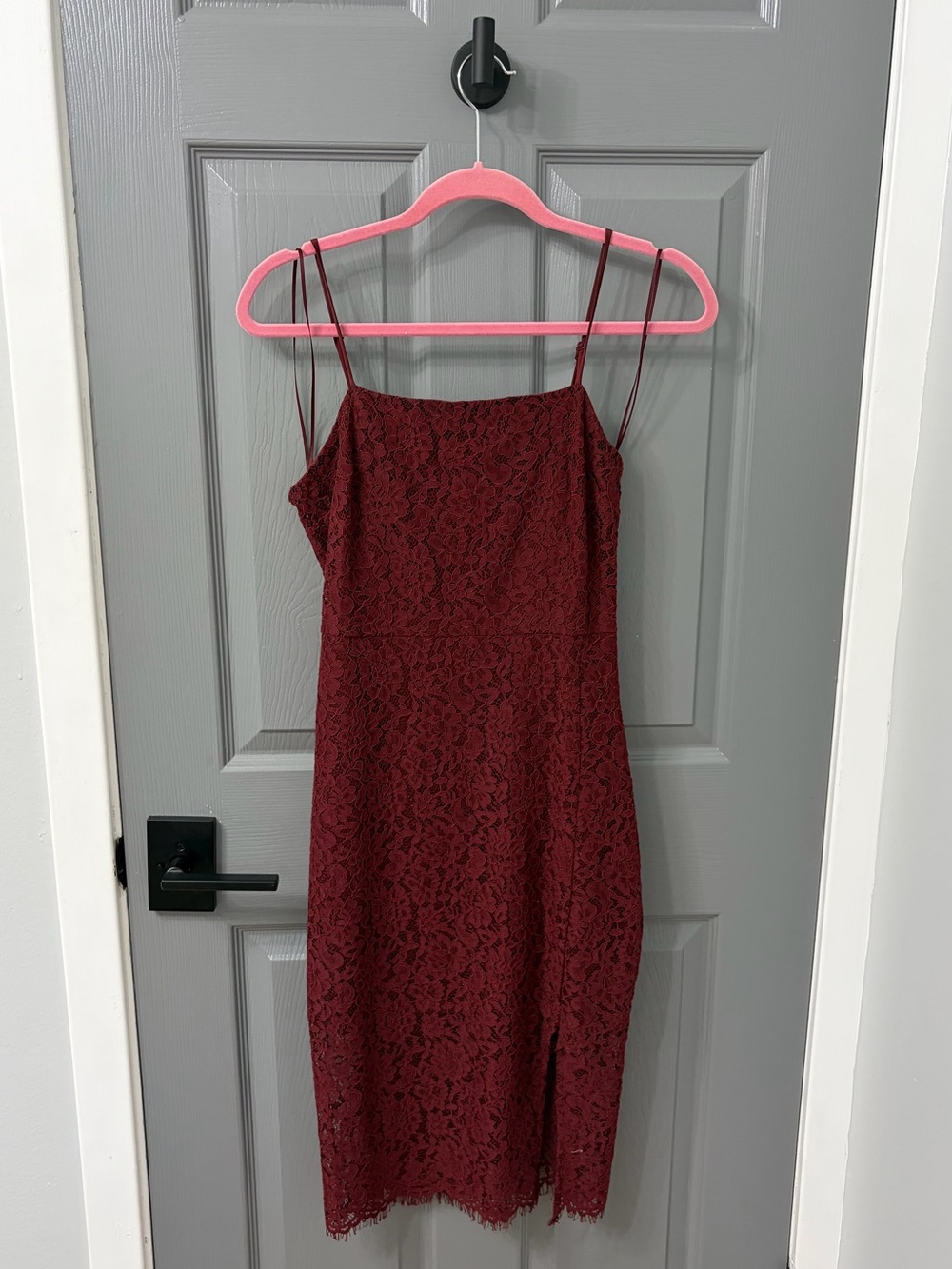 Express Burgundy Lace Midi Slip Dress